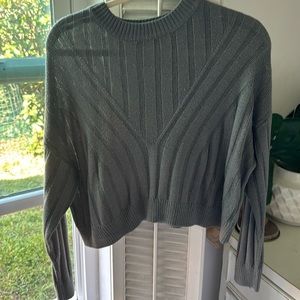 shein grey green light knit sweater